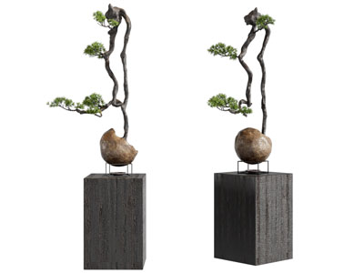 新中式松树盆景盆栽 摆件组合