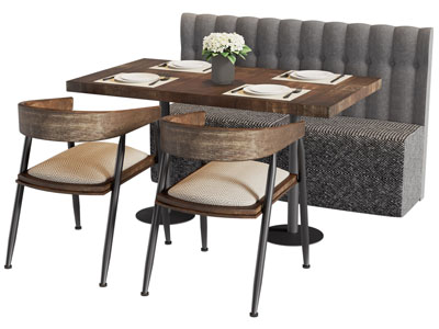 现代中古风卡座餐桌椅组合