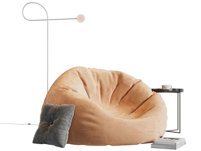 现代懒人沙发 边几 落地灯