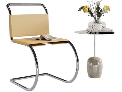 现代休闲椅子 边几