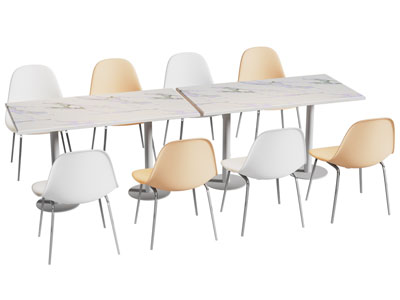 现代长方形餐桌椅组合