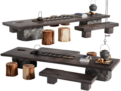 新中式茶桌椅组合