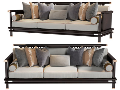 新中式多人沙发3d模型 新中式多人沙发