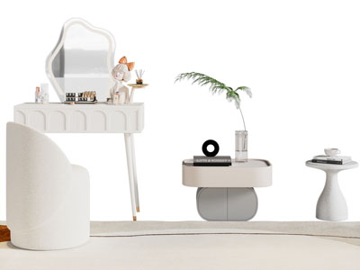 现代奶油风化妆 梳妆台 边几