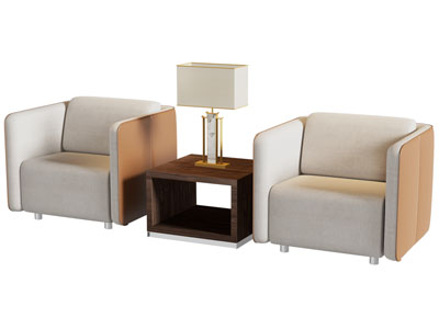 新中式单人沙发 边几