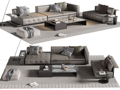 现代多人沙发 双人沙发和茶几组合3d模型 现代多人沙发 双人沙发和茶几组合