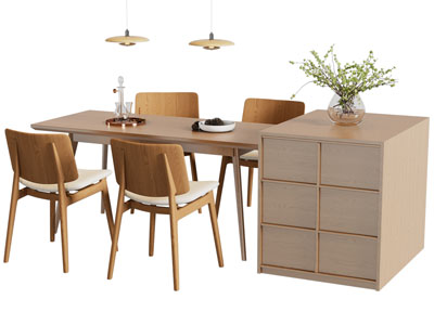 北欧实木吧台餐桌椅组合