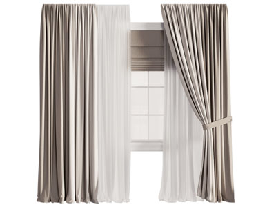 现代布艺窗帘窗纱 罗马帘3d模型 现代布艺窗帘窗纱 罗马帘