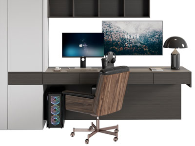 现代书桌椅组合3d模型 现代书桌椅组合