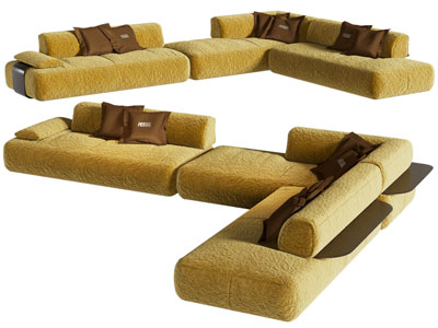 现代转角多人沙发3d模型 现代转角多人沙发