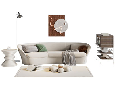 现代弧形多人沙发 边几 角几3d模型 现代弧形多人沙发 边几 角几