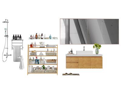 现代洗手台 镜柜 洗浴用品收纳架 卫浴柜架