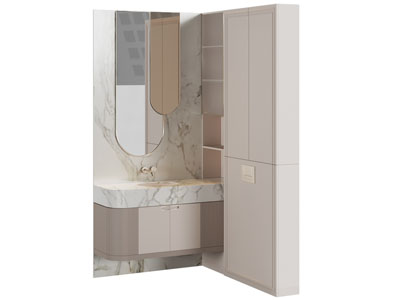 现代转角洗手台 浴室柜 镜子