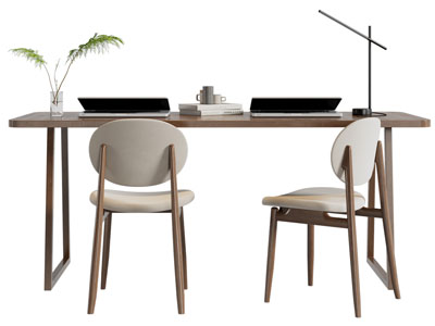 现代书桌椅组合3d模型 现代书桌椅组合