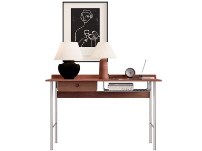 现代中古风书桌 挂画3d模型 现代中古风书桌 挂画