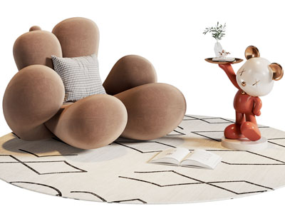 现代花朵懒人沙发 小熊边几