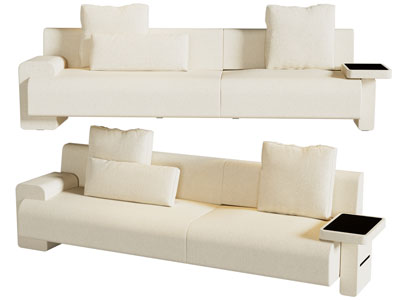 现代奶油风多人沙发3d模型 现代奶油风多人沙发