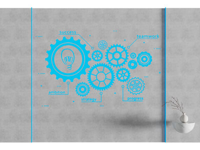 工业风loft齿轮霓虹灯 装饰灯 水泥背景墙