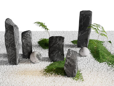 现代石头 石子 月球灯景观园艺小品