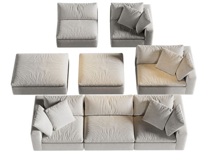 现代拼接多人沙发3d模型 现代拼接多人沙发