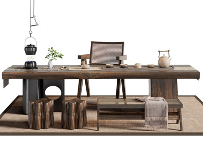 侘寂风中古风茶桌椅组合