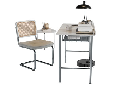 现代书桌椅组合3d模型 现代书桌椅组合