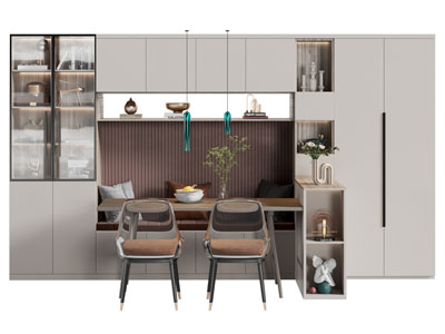 现代卡座餐桌椅组合 餐边酒柜