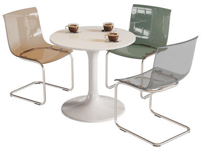 现代圆形休闲餐桌椅组合