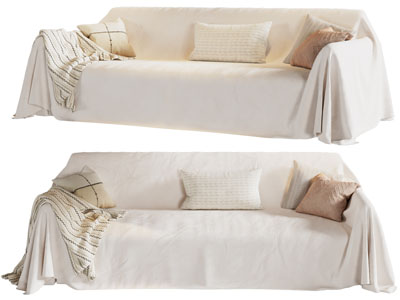 现代奶油风多人沙发3d模型 现代奶油风多人沙发