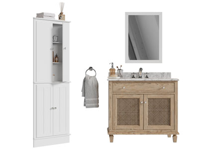 侘寂风洗手台 镜柜 卫浴柜架