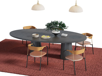 法式椭圆形餐桌椅组合