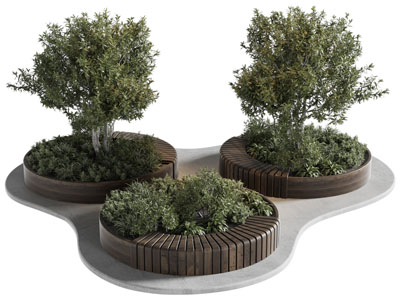 现代景观造型公共椅子 树木