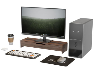 现代电脑 主机 鼠标键盘 显示屏摆件组合