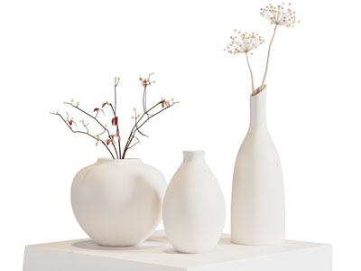 现代陶艺花瓶花卉