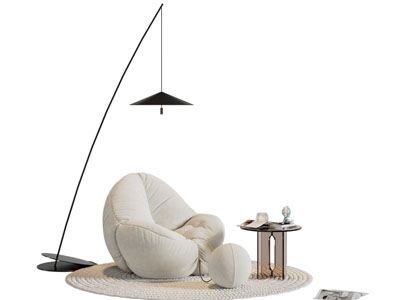 现代懒人沙发 边几 落地灯