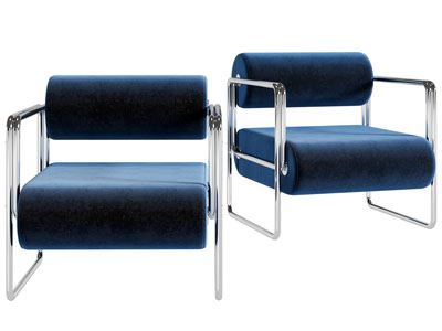 现代蓝色单人沙发