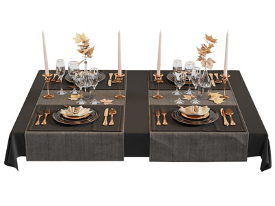 法式碗碟 刀叉 烛台 高脚杯餐具组合