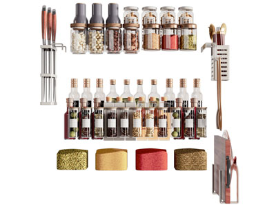 现代调料瓶 厨具收纳架 摆件组合