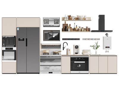 现代冰箱 咖啡机高柜 集成灶 洗菜盆 厨房电器