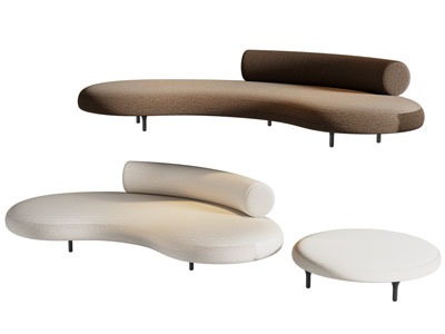 现代弧形多人沙发 茶几3d模型 现代弧形多人沙发 茶几