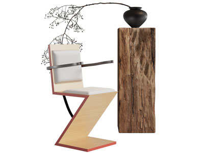 现代休闲椅子 花瓶花卉