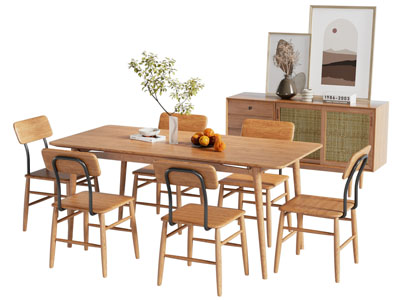 北欧实木餐桌椅组合 边柜