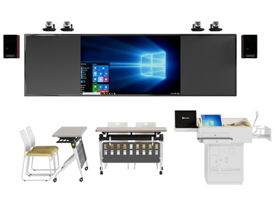 现代多媒体黑板 投影仪 讲台 书桌椅组合3d模型 现代多媒体黑板 投影仪 讲台 书桌椅组合