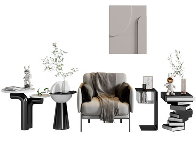 现代休闲椅子 边几角几