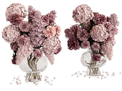 现代玻璃花瓶花卉