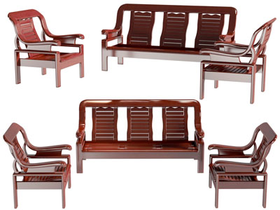 新中式实木多人沙发 单人沙发3d模型 新中式实木多人沙发 单人沙发