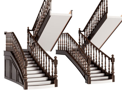 现代美式旋转楼梯3d模型 现代美式旋转楼梯