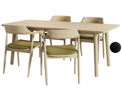 现代长方形实木餐桌椅组合