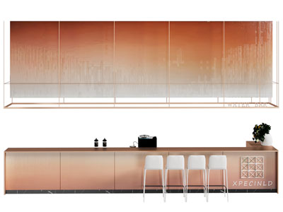 现代吧台吧椅 吊柜