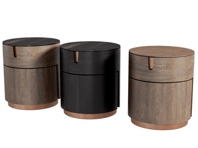 现代圆形实木床头柜